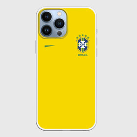 Чехол для iPhone 13 Pro Max с принтом Бразилия форма (без надписи сзади) в Петрозаводске,  |  | Тематика изображения на принте: brasil | championship | cup | football | team | world |  чемпионат мира | бразилии | бразилия | форма | футбол | чм