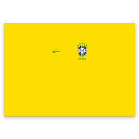Поздравительная открытка с принтом Бразилия форма (без надписи сзади) в Петрозаводске, 100% бумага | плотность бумаги 280 г/м2, матовая, на обратной стороне линовка и место для марки
 | brasil | championship | cup | football | team | world |  чемпионат мира | бразилии | бразилия | форма | футбол | чм