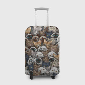Чехол для чемодана 3D с принтом Коты разных пород в Петрозаводске, 86% полиэфир, 14% спандекс | двустороннее нанесение принта, прорези для ручек и колес | бенгальский | кот | котик | котики | кошка | мейн кун | паттерн | персидский | сиамский | сфинкс