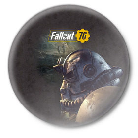 Значок с принтом Fallout 76 в Петрозаводске,  металл | круглая форма, металлическая застежка в виде булавки | fallout | fallout 76 | future | rpg | valt tec | war | wasteland | будущее | война | костюм | постапокалипсис | рпг | фалаут | фолаут | фоллаут | фолыч | ядерная пустошь