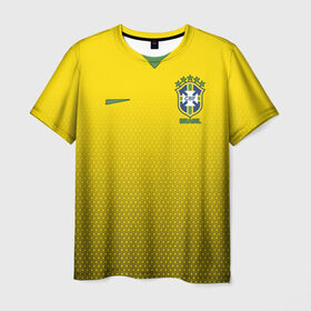 Мужская футболка 3D с принтом Форма Бразилии с текстурой в Петрозаводске, 100% полиэфир | прямой крой, круглый вырез горловины, длина до линии бедер | Тематика изображения на принте: 