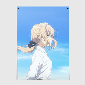 Постер с принтом Violet Evergarden в Петрозаводске, 100% бумага
 | бумага, плотность 150 мг. Матовая, но за счет высокого коэффициента гладкости имеет небольшой блеск и дает на свету блики, но в отличии от глянцевой бумаги не покрыта лаком | evergarden | violet | violet evergarden | вайолет | вайолет эвергарден | эвергарден