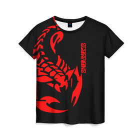 Женская футболка 3D с принтом Scorpions в Петрозаводске, 100% полиэфир ( синтетическое хлопкоподобное полотно) | прямой крой, круглый вырез горловины, длина до линии бедер | scorpions | группа | скорпионс | хард | хардрок