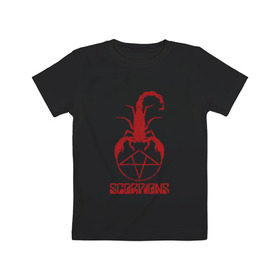 Детская футболка хлопок с принтом Scorpions в Петрозаводске, 100% хлопок | круглый вырез горловины, полуприлегающий силуэт, длина до линии бедер | Тематика изображения на принте: scorpions | группа | скорпионс | хард | хардрок