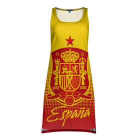 Платье-майка 3D с принтом Сборная Испании в Петрозаводске, 100% полиэстер | полуприлегающий силуэт, широкие бретели, круглый вырез горловины, удлиненный подол сзади. | la furia | lafuria | roja | spain | team | игровая форма | испания | красная ярость | фурия | футбол | чемпионат мира