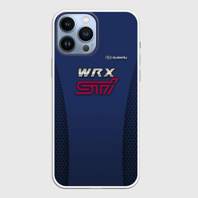 Чехол для iPhone 13 Pro Max с принтом SUBARU WRX STI в Петрозаводске,  |  | impreza | sport car | sti | subaru | wrx | авто | логотип | синяя | субарик | субару