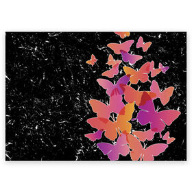 Поздравительная открытка с принтом Бабочки — это цветы в Петрозаводске, 100% бумага | плотность бумаги 280 г/м2, матовая, на обратной стороне линовка и место для марки
 | Тематика изображения на принте: разноцветные | яркие