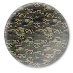 Значок с принтом Лига лени в Петрозаводске,  металл | круглая форма, металлическая застежка в виде булавки | камуфляж | ленивец | лень