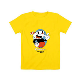 Детская футболка хлопок с принтом Cuphead (4) в Петрозаводске, 100% хлопок | круглый вырез горловины, полуприлегающий силуэт, длина до линии бедер | cuphead | game | retro | uphead