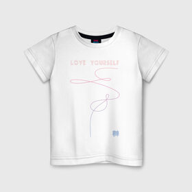 Детская футболка хлопок с принтом LOVE YOURSELF_3 в Петрозаводске, 100% хлопок | круглый вырез горловины, полуприлегающий силуэт, длина до линии бедер | bangtan boys | bts | бантаны | бтс