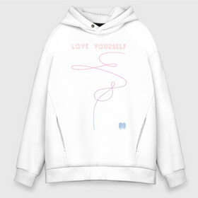 Мужское худи Oversize хлопок с принтом LOVE YOURSELF_3 в Петрозаводске, френч-терри — 70% хлопок, 30% полиэстер. Мягкий теплый начес внутри —100% хлопок | боковые карманы, эластичные манжеты и нижняя кромка, капюшон на магнитной кнопке | Тематика изображения на принте: bangtan boys | bts | бантаны | бтс