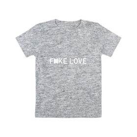 Детская футболка хлопок с принтом FAKE LOVE_ в Петрозаводске, 100% хлопок | круглый вырез горловины, полуприлегающий силуэт, длина до линии бедер | Тематика изображения на принте: bangtan boys | bts | бантаны | бтс