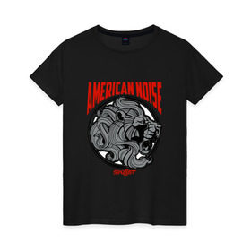 Женская футболка хлопок с принтом Skillet - American noise в Петрозаводске, 100% хлопок | прямой крой, круглый вырез горловины, длина до линии бедер, слегка спущенное плечо | 