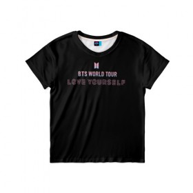 Детская футболка 3D с принтом BTS WORLD TOUR_color в Петрозаводске, 100% гипоаллергенный полиэфир | прямой крой, круглый вырез горловины, длина до линии бедер, чуть спущенное плечо, ткань немного тянется | bangtan boys | bts | бантаны | бтс