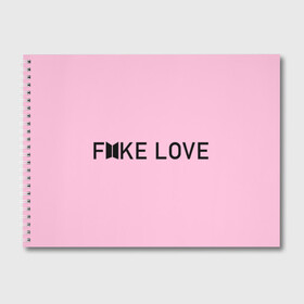 Альбом для рисования с принтом FAKE LOVE_pink в Петрозаводске, 100% бумага
 | матовая бумага, плотность 200 мг. | Тематика изображения на принте: bangtan boys | bts | бантаны | бтс
