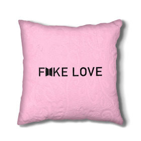 Подушка 3D с принтом FAKE LOVE_pink в Петрозаводске, наволочка – 100% полиэстер, наполнитель – холлофайбер (легкий наполнитель, не вызывает аллергию). | состоит из подушки и наволочки. Наволочка на молнии, легко снимается для стирки | bangtan boys | bts | бантаны | бтс