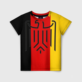 Детская футболка 3D с принтом German eagle в Петрозаводске, 100% гипоаллергенный полиэфир | прямой крой, круглый вырез горловины, длина до линии бедер, чуть спущенное плечо, ткань немного тянется | Тематика изображения на принте: герб | германский | немецкий | орел | флаг