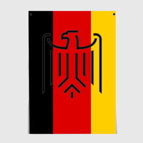 Постер с принтом German eagle в Петрозаводске, 100% бумага
 | бумага, плотность 150 мг. Матовая, но за счет высокого коэффициента гладкости имеет небольшой блеск и дает на свету блики, но в отличии от глянцевой бумаги не покрыта лаком | герб | германский | немецкий | орел | флаг