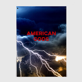 Постер с принтом American Gods в Петрозаводске, 100% бумага
 | бумага, плотность 150 мг. Матовая, но за счет высокого коэффициента гладкости имеет небольшой блеск и дает на свету блики, но в отличии от глянцевой бумаги не покрыта лаком | american gods | omg | американские боги | джиллиан андерсон | иэн макшейн | пабло шрайбер | фантастика | эмили браунинг