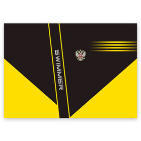 Поздравительная открытка с принтом Swimmer в Петрозаводске, 100% бумага | плотность бумаги 280 г/м2, матовая, на обратной стороне линовка и место для марки
 | Тематика изображения на принте: герб | орел | пловец | пловчиха