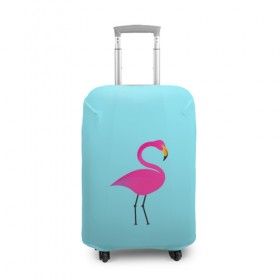Чехол для чемодана 3D с принтом Flamingo в Петрозаводске, 86% полиэфир, 14% спандекс | двустороннее нанесение принта, прорези для ручек и колес | 