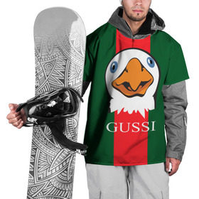 Накидка на куртку 3D с принтом GUSSI в Петрозаводске, 100% полиэстер |  | Тематика изображения на принте: gucci | gussi ga ga ga | gussi gang | бренд | гусь | птица