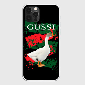 Чехол для iPhone 12 Pro с принтом Gussi в Петрозаводске, силикон | область печати: задняя сторона чехла, без боковых панелей | gucci | gussi ga ga ga | gussi gang | бренд | гусь | птица