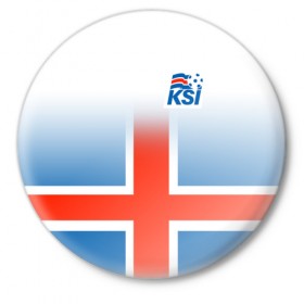 Значок с принтом KSI ICELAND SPORT в Петрозаводске,  металл | круглая форма, металлическая застежка в виде булавки | Тематика изображения на принте: 2019 | fc | football | football club | iceland | ksi | sport | исландия | кси | сборная исландии | спорт | спортивные | униформа | фирменные цвета | фк | футбол | футбольный клуб