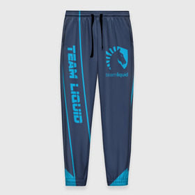 Мужские брюки 3D с принтом TEAM LIQUID E-SPORT в Петрозаводске, 100% полиэстер | манжеты по низу, эластичный пояс регулируется шнурком, по бокам два кармана без застежек, внутренняя часть кармана из мелкой сетки | 2019 | blue | cybersport | esport | liquid | logo | pro league | team | team liquid | киберспорт | логотип | тим ликвид | фирменные цвета