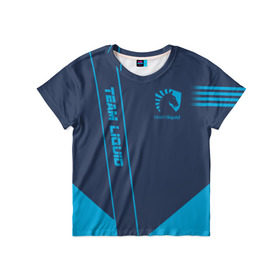 Детская футболка 3D с принтом TEAM LIQUID E-SPORT в Петрозаводске, 100% гипоаллергенный полиэфир | прямой крой, круглый вырез горловины, длина до линии бедер, чуть спущенное плечо, ткань немного тянется | Тематика изображения на принте: 2019 | blue | cybersport | esport | liquid | logo | pro league | team | team liquid | киберспорт | логотип | тим ликвид | фирменные цвета