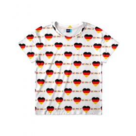 Детская футболка 3D с принтом Love Germany в Петрозаводске, 100% гипоаллергенный полиэфир | прямой крой, круглый вырез горловины, длина до линии бедер, чуть спущенное плечо, ткань немного тянется | germany | германия