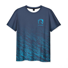 Мужская футболка 3D с принтом TEAM LIQUID E-SPORT в Петрозаводске, 100% полиэфир | прямой крой, круглый вырез горловины, длина до линии бедер | 2019 | blue | cybersport | esport | liquid | logo | pro league | team | team liquid | киберспорт | логотип | тим ликвид | фирменные цвета