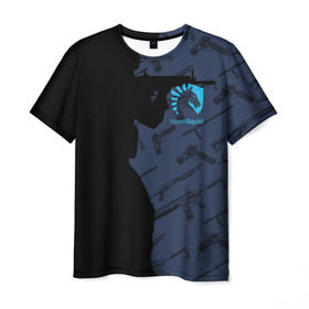Мужская футболка 3D с принтом TEAM LIQUID E-SPORT CS GO в Петрозаводске, 100% полиэфир | прямой крой, круглый вырез горловины, длина до линии бедер | 2019 | blue | cs go | cybersport | esport | liquid | logo | pro league | team | team liquid | киберспорт | логотип | тим ликвид | фирменные цвета