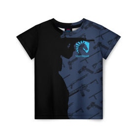 Детская футболка 3D с принтом TEAM LIQUID E-SPORT CS GO в Петрозаводске, 100% гипоаллергенный полиэфир | прямой крой, круглый вырез горловины, длина до линии бедер, чуть спущенное плечо, ткань немного тянется | Тематика изображения на принте: 2019 | blue | cs go | cybersport | esport | liquid | logo | pro league | team | team liquid | киберспорт | логотип | тим ликвид | фирменные цвета