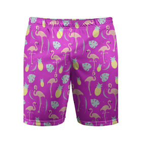 Мужские шорты 3D спортивные с принтом Тропическое наслаждения в Петрозаводске,  |  | африка | крылья | мода | прикольные | природа | птица | розовый | фламинго | цвет | яркие