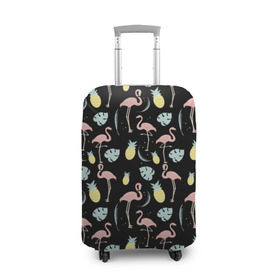 Чехол для чемодана 3D с принтом Розовый фламинго в Петрозаводске, 86% полиэфир, 14% спандекс | двустороннее нанесение принта, прорези для ручек и колес | африка | крылья | мода | прикольные | природа | птица | розовый | фламинго | цвет | яркие