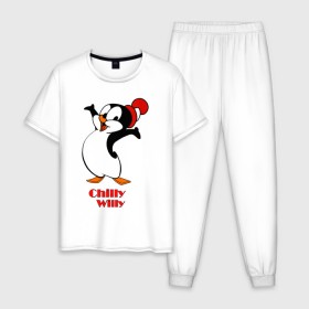 Мужская пижама хлопок с принтом Chilly Willy в Петрозаводске, 100% хлопок | брюки и футболка прямого кроя, без карманов, на брюках мягкая резинка на поясе и по низу штанин
 | Тематика изображения на принте: 