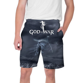 Мужские шорты 3D с принтом God of WAR в Петрозаводске,  полиэстер 100% | прямой крой, два кармана без застежек по бокам. Мягкая трикотажная резинка на поясе, внутри которой широкие завязки. Длина чуть выше колен | 