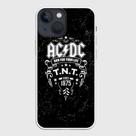 Чехол для iPhone 13 mini с принтом AC DC run for your life в Петрозаводске,  |  | ac dc | acdc | acdc ас дс | австралийская | ангус янг | асдс | блюз | группа | крис слэйд | метал | молния | музыка | музыканты | певцы | рок | рок н ролл | стиви янг | хард | хардрок | эксл роуз