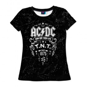 Женская футболка 3D с принтом AC/DC run for your life в Петрозаводске, 100% полиэфир ( синтетическое хлопкоподобное полотно) | прямой крой, круглый вырез горловины, длина до линии бедер | ac dc | acdc | acdc ас дс | австралийская | ангус янг | асдс | блюз | группа | крис слэйд | метал | молния | музыка | музыканты | певцы | рок | рок н ролл | стиви янг | хард | хардрок | эксл роуз