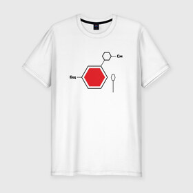 Мужская футболка хлопок Slim с принтом Сметанат борщу в Петрозаводске, 92% хлопок, 8% лайкра | приталенный силуэт, круглый вырез ворота, длина до линии бедра, короткий рукав | борщ | еда | сметана | формула | химия