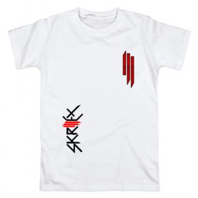 Мужская футболка хлопок с принтом Skrillex в Петрозаводске, 100% хлопок | прямой крой, круглый вырез горловины, длина до линии бедер, слегка спущенное плечо. | 