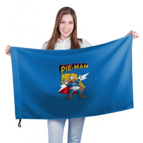 Флаг 3D с принтом Гомер Супергерой в Петрозаводске, 100% полиэстер | плотность ткани — 95 г/м2, размер — 67 х 109 см. Принт наносится с одной стороны | 
