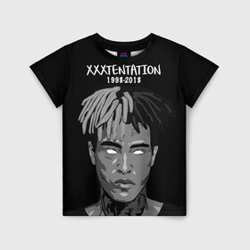 Детская футболка 3D с принтом Xxxtentation RIP в Петрозаводске, 100% гипоаллергенный полиэфир | прямой крой, круглый вырез горловины, длина до линии бедер, чуть спущенное плечо, ткань немного тянется | at | i | look | me | p | r | r.i.p. | revenge | rip | x | xtentation | xxx | рэп