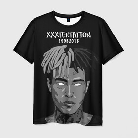 Мужская футболка 3D с принтом Xxxtentation RIP в Петрозаводске, 100% полиэфир | прямой крой, круглый вырез горловины, длина до линии бедер | at | i | look | me | p | r | r.i.p. | revenge | rip | x | xtentation | xxx | рэп