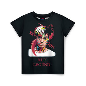 Детская футболка 3D с принтом XXXTentacion / RIP Legend 2 в Петрозаводске, 100% гипоаллергенный полиэфир | прямой крой, круглый вырез горловины, длина до линии бедер, чуть спущенное плечо, ткань немного тянется | legend | r.i.p. | rap | rip | tentacion | xxxtentacion | джасей онфрой | икс | легенда | покойся с миром | рэп | тентаньсьен | тентасьён | тентасьон | экс