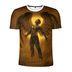 Мужская футболка 3D спортивная с принтом Deus Ex: Human Revolution в Петрозаводске, 100% полиэстер с улучшенными характеристиками | приталенный силуэт, круглая горловина, широкие плечи, сужается к линии бедра | Тематика изображения на принте: action | rpg | ангел | бог | детройт | из | киберпанк | революция | стелс | человечества | экшен