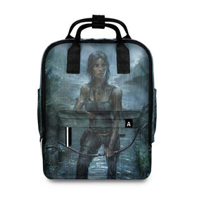 Женский рюкзак 3D с принтом Tomb Raider: Лара Крофт в Петрозаводске, 100% полиэстер | лямки с регулируемой длиной, сверху ручки, чтобы рюкзак нести как сумку. Основное отделение закрывается на молнию, как и внешний карман. Внутри два дополнительных кармана, один из которых закрывается на молнию. По бокам два дополнительных кармашка, куда поместится маленькая бутылочка
 | adventure | lara croft | tomb rider | археолог | гробниц | крофт | лара | приключения | расхитительница