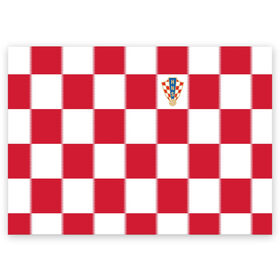 Поздравительная открытка с принтом Форма Хорватии в Петрозаводске, 100% бумага | плотность бумаги 280 г/м2, матовая, на обратной стороне линовка и место для марки
 | football | sport | команды чм | сборная хорватии | сборные по футболу | сборные чм | футбол | хорватия | чемпионат мира