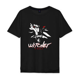 Мужская футболка хлопок Oversize с принтом WITCHER 2077 (ВЕДЬМАК 2077) в Петрозаводске, 100% хлопок | свободный крой, круглый ворот, “спинка” длиннее передней части | Тематика изображения на принте: 2019 | cd project red | cyberpunk 2077 | future | hack | samurai | sci fi | the witcher | witcher 2077 | андроиды | безумие | будущее | ведьмак 2077 | киберпанк 2077 | логотип | роботы | самураи | фантастика | цифры